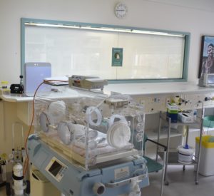 Air purifier installed in a nursery ward.