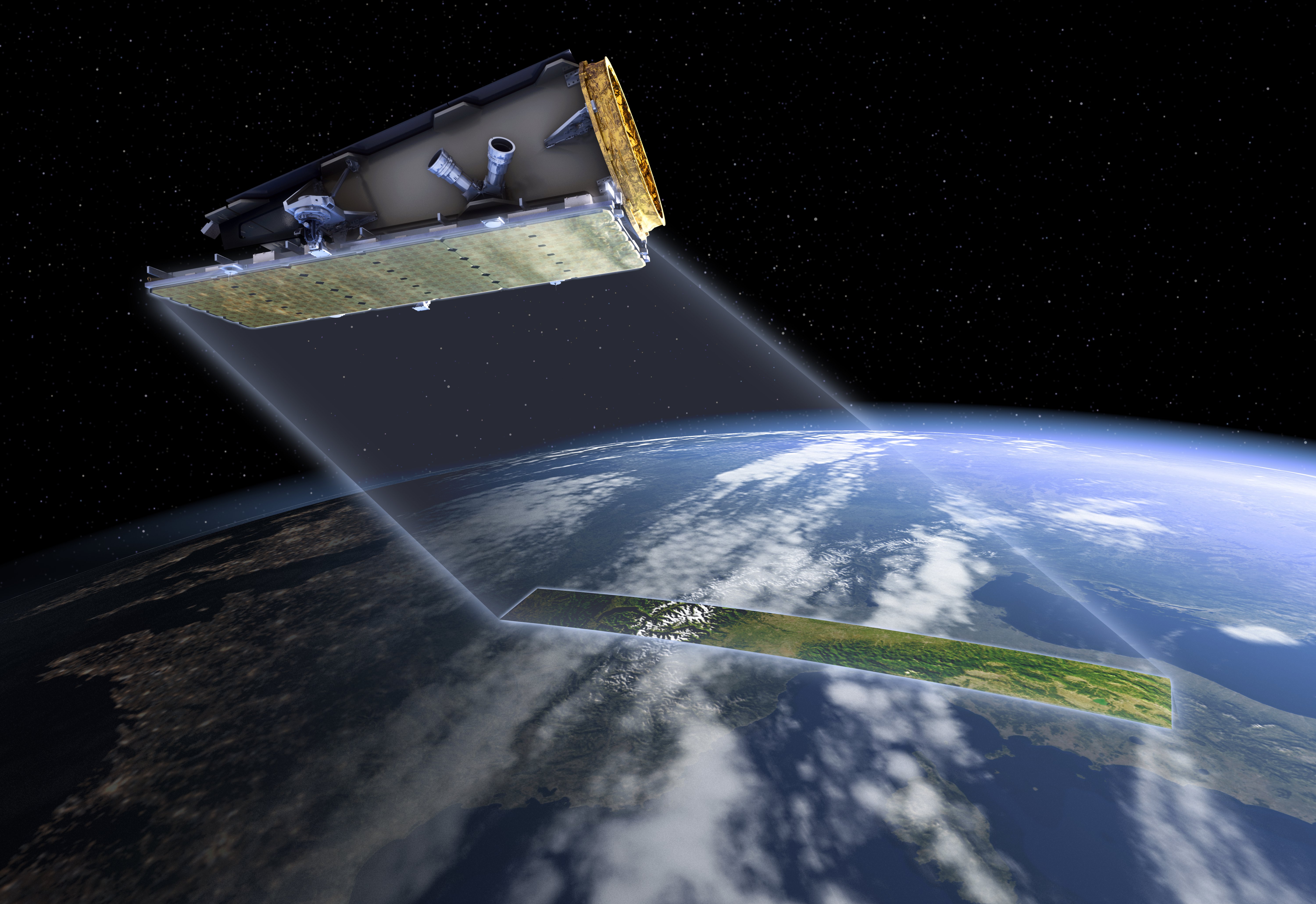 Computer generated image of NovaSAR-1 in orbit.