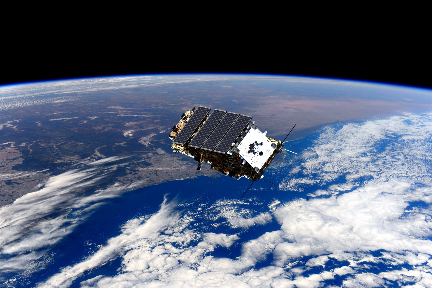 Computer generated image of NovaSAR-1 in orbit