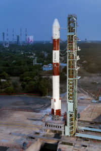 PSLV-C42 on the First Launch Pad with the Second Launch Pad in the background
