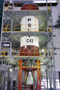 PSLV-C42 second liquid stage at stage preparation facility