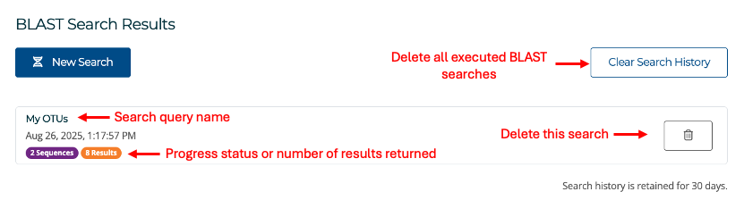 Image of BLAST Search results screen