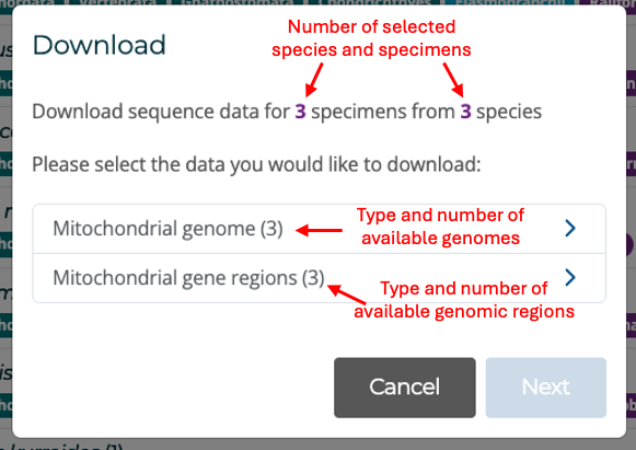 Image of download data initial screen