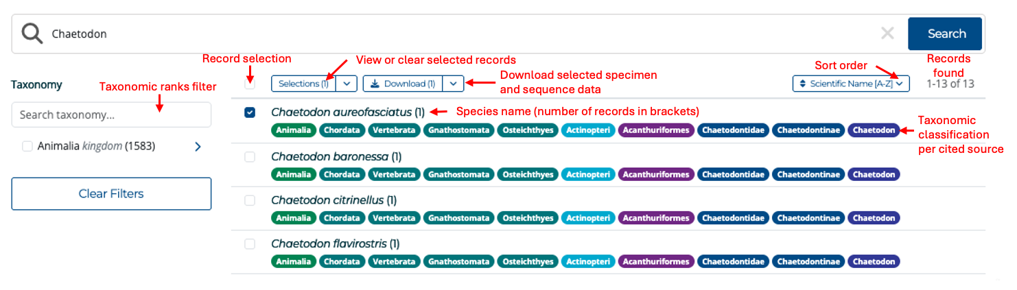 Image of search results screen