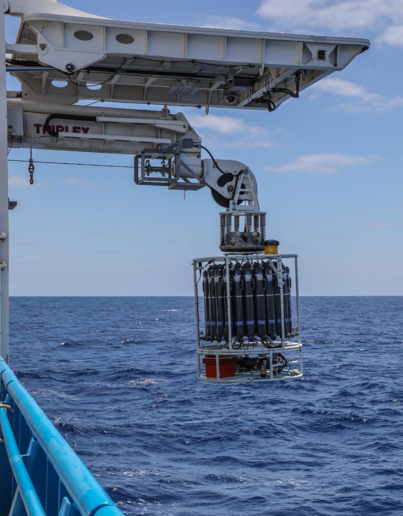 Lowering the CTD into sea