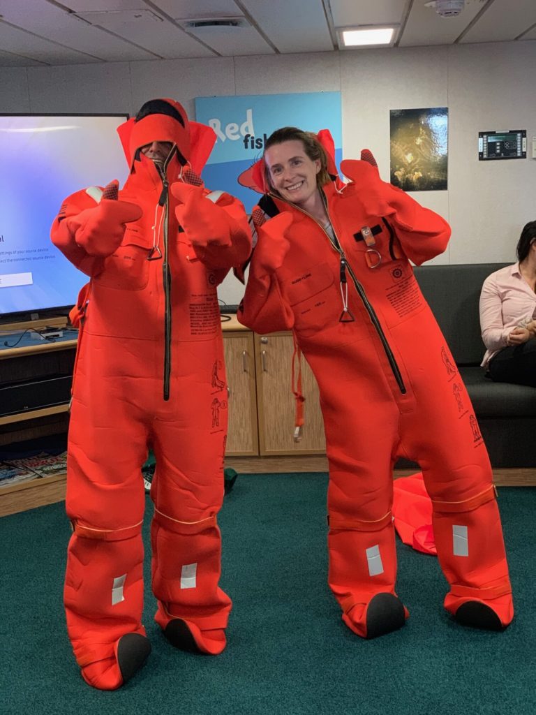 Science team testing the ship’s immersion suits.