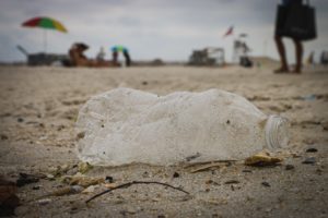 plastic bottle on beach