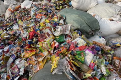 plastic waste at a waste facility