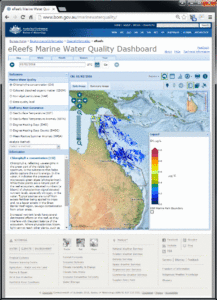 Screenshot of the decommissioned eReefs Marine Water Quality Dashboard website that was once hosted at www.bom.gov.au/marinewaterquality/