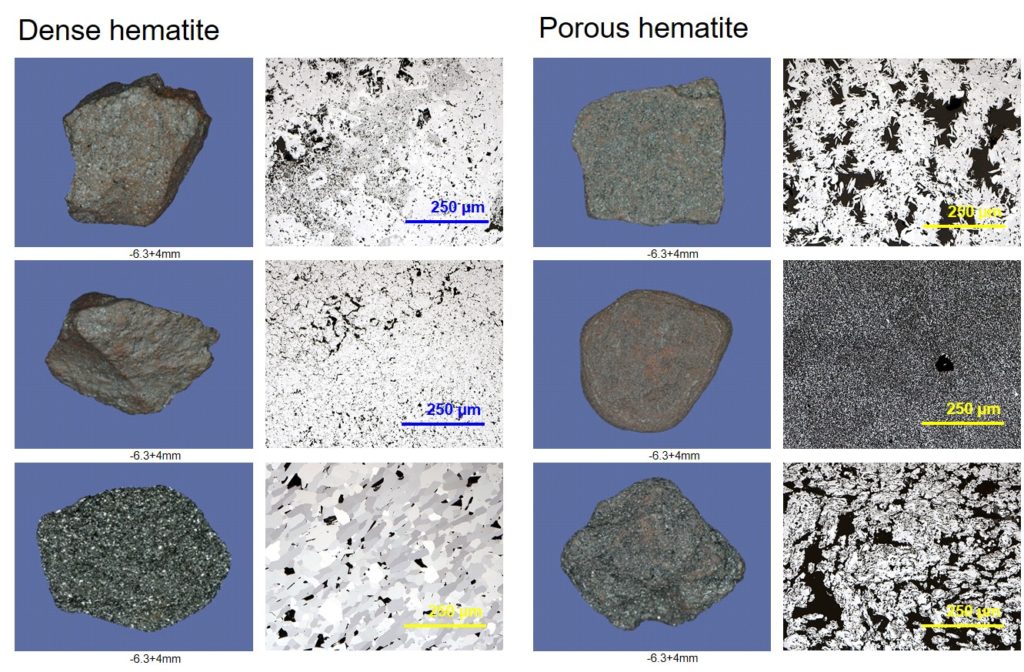 Dense hematite and porous hematite textures