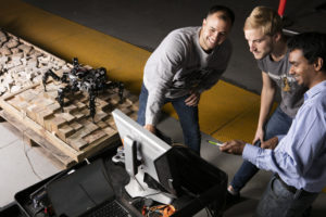 Robots and a group of people