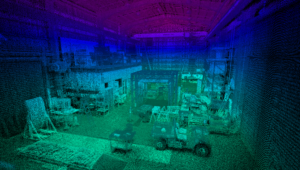 Hovermap scan of industrial shed