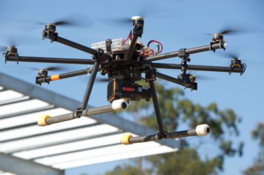 Unmanned Multirotor Drone Flying