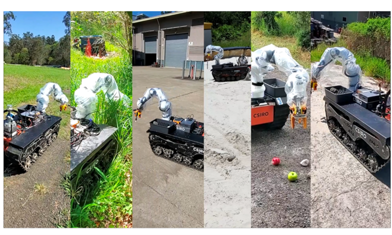 Tracked robot with arm enabling mobile manipulation