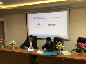 Representatives from DFAT and the Government of Nepal sign an MOU in November 2017