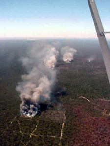 Aerial photograph of Project Vesta experimental fires