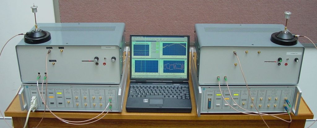 Single transmitter - single receiver wideband (125 MHz) software defined radio demonstrator developed in 90’