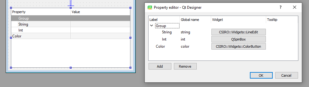 The Qt Property browser editor
