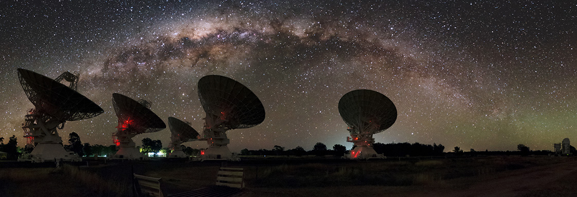 CSIRO's Australia Telescope Compact Array telescope, in Narrabri NSW.