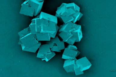 Close up of the metal organic framework crystals