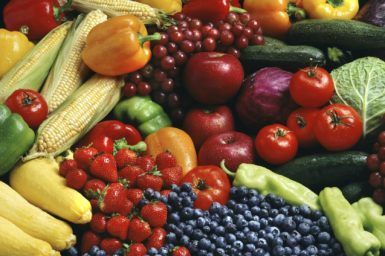 A selection of fruit and vegetables.