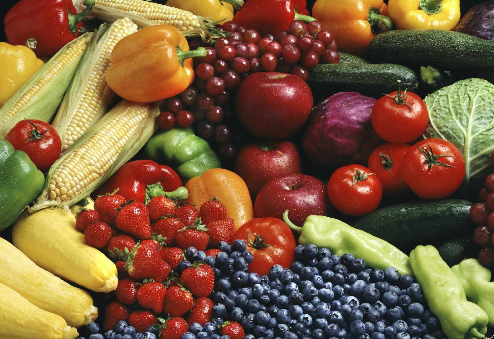 A selection of fruit and vegetables.