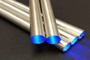 blue light from steel tubes